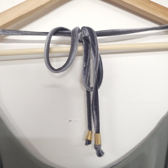 NWT Sweet Look Fashion Velvet Grey self tie mini Dress, sz M - Picture 6 of 12